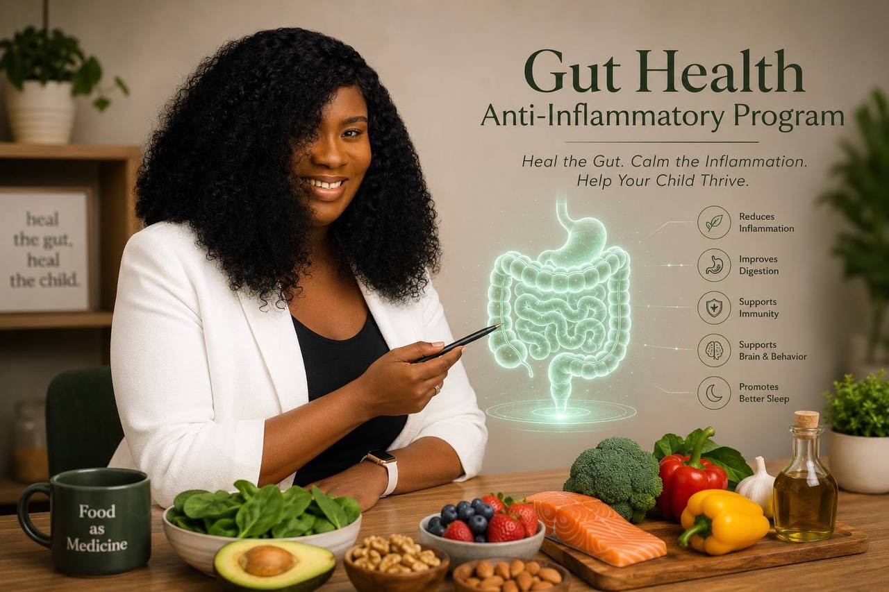 Dr. Amara Yoro preparing natural supplements for gut health