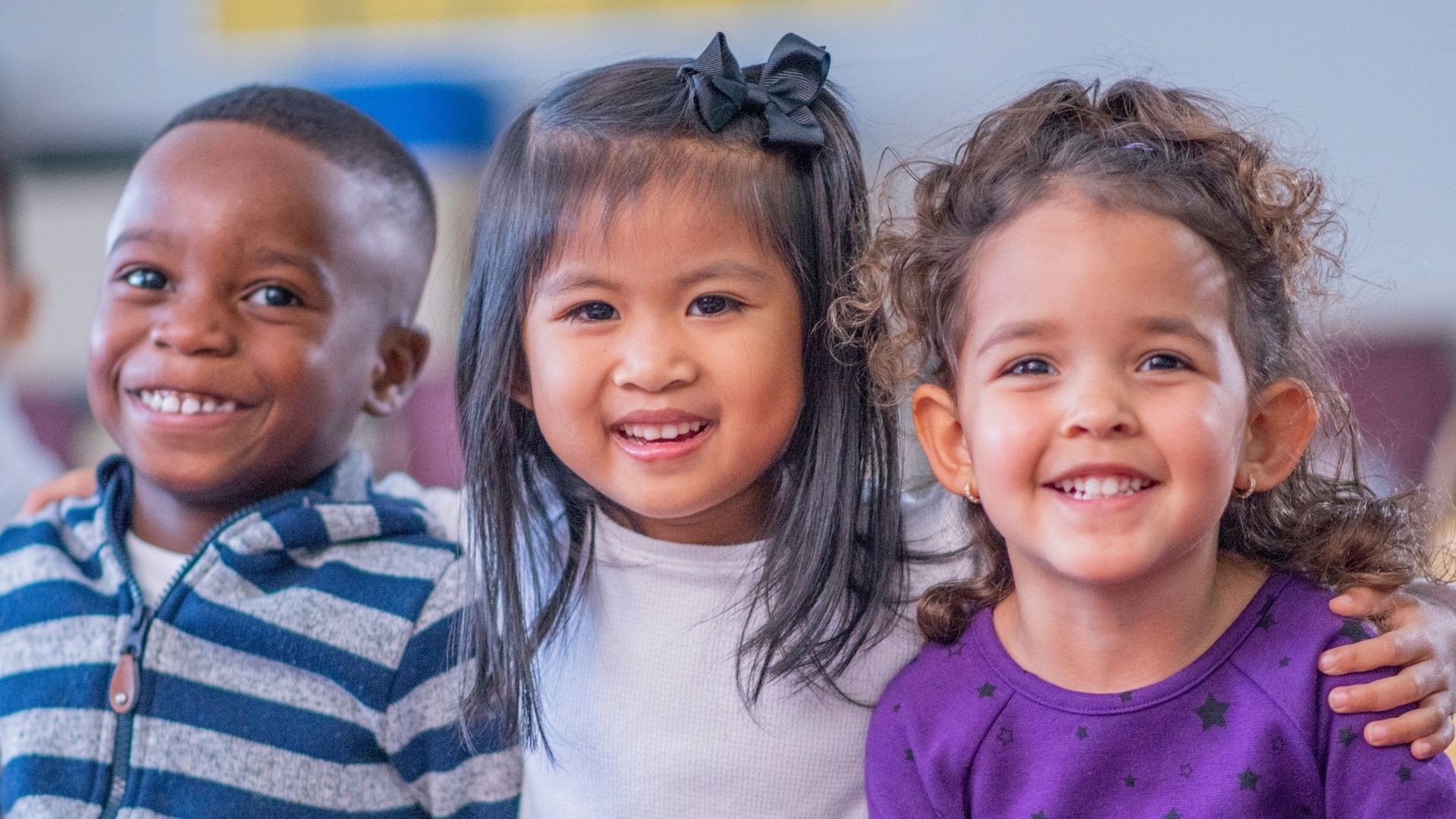 Diverse group of smiling children